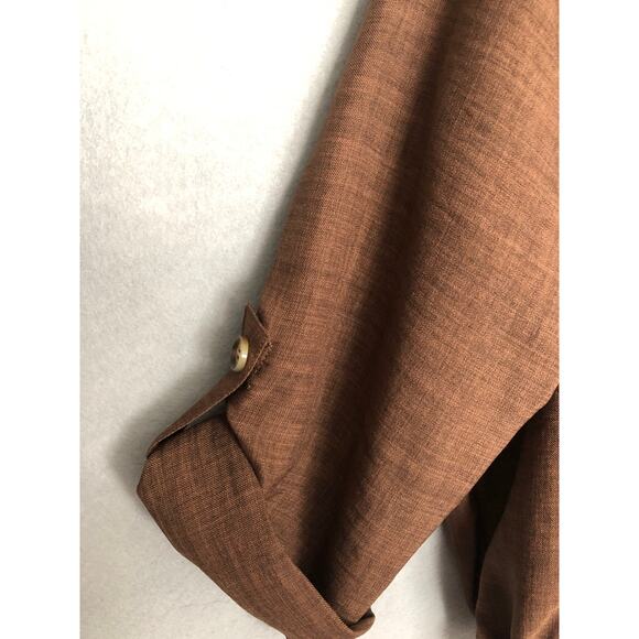 Soho Apparel LTD Drawstring Top Women's Large Roll Tab Sleeves Brown NEW - Picture 2 of 9